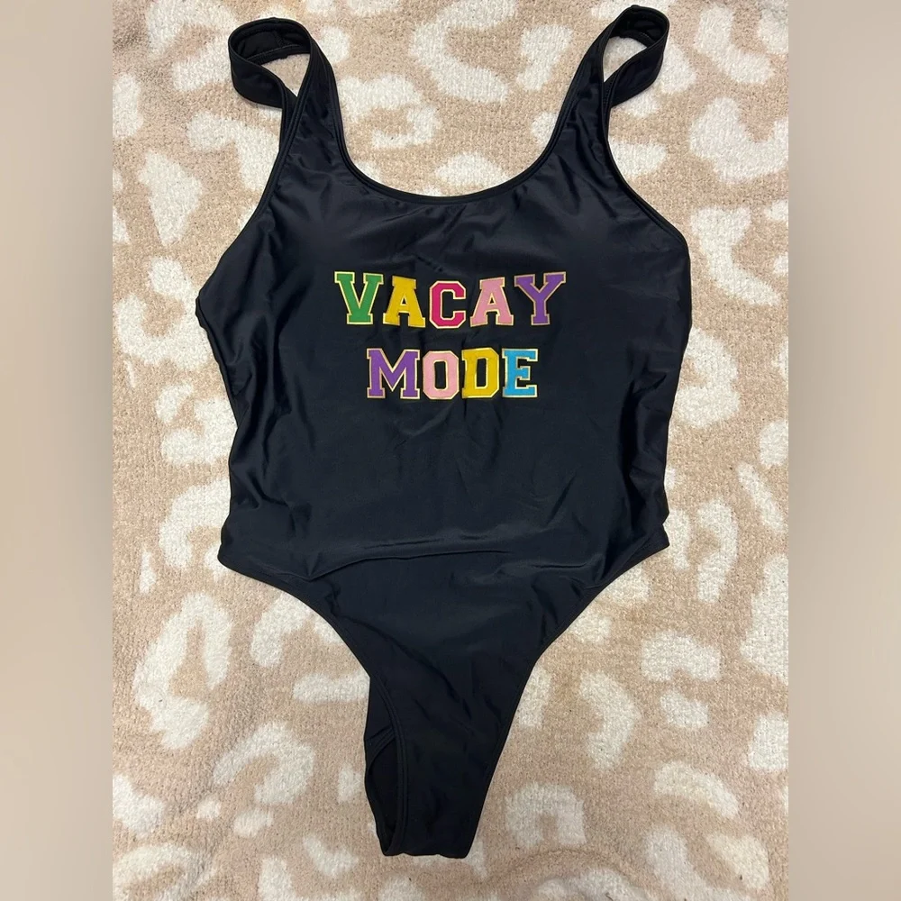 NWOT Black Vacay Mode Women's Swimsuit - Picture 2 of 4